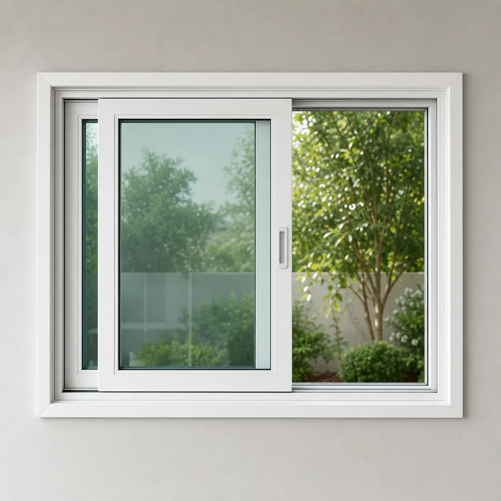 AI-generated illustration of a white UPVC horizontal sliding window